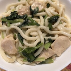 簡単クリーミー☆鶏肉と小松菜のクリームうどん